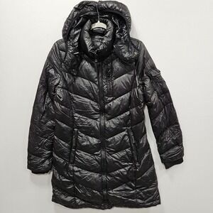 Andrew Marc Premium Down Puffer‎ Jacket Womens S Packable Quilted Black Hooded